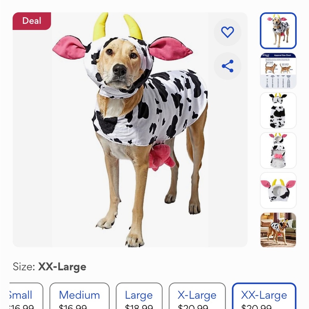 XXL Cow Print Dog Costume